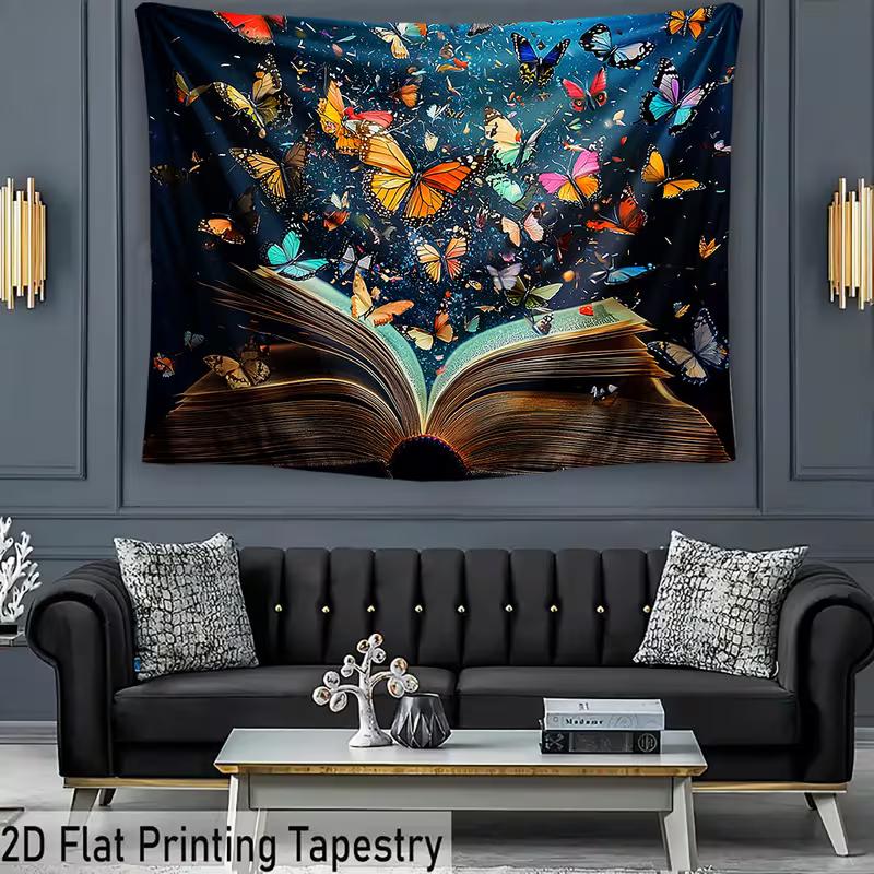 2D Open Book Backdrop with Colorful Butterflies Party Background Banner
