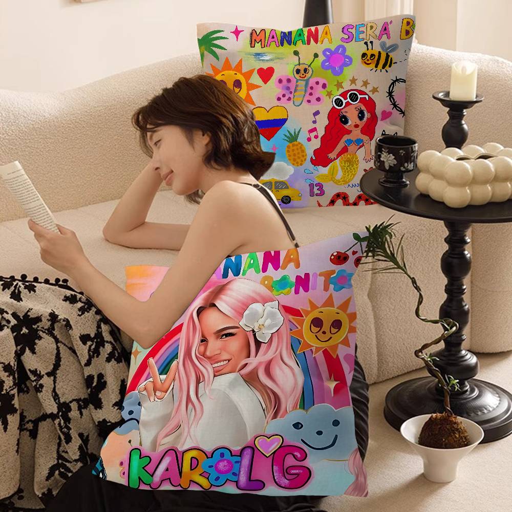 Singer KKarol G Funny Cushion Cover Pillow Cover Decor Pillowcase Printed Cushion Case For Couch