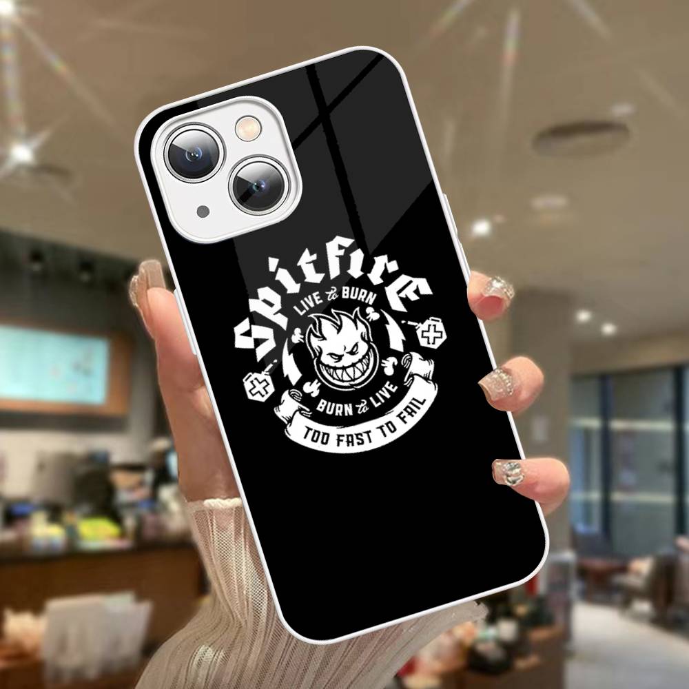 Модный скейтборд S-Spitfire для iPhone 14 13 12 Mini 11 Pro XS Max X XR 14 Plus Закаленное стекло