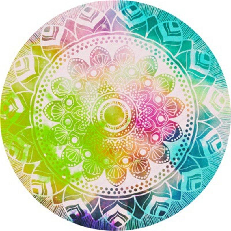 Красочный Звездный Геометрический Цветочный Центр Модный Ковер Гостиная Ретро Этнический Стиль Фиолетовый Мандала Круглый Ковер Подушка