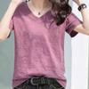 00% Pure Cotton Bamboo Rayon Ort Sve Women's T-irt Loose Fit V-ne Casual Top Comfortable
