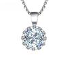 Sterling Silver Round Cut Halo Pendant Necklace, Sparkling Cubic Zirconia Solitaire Necklace for Women