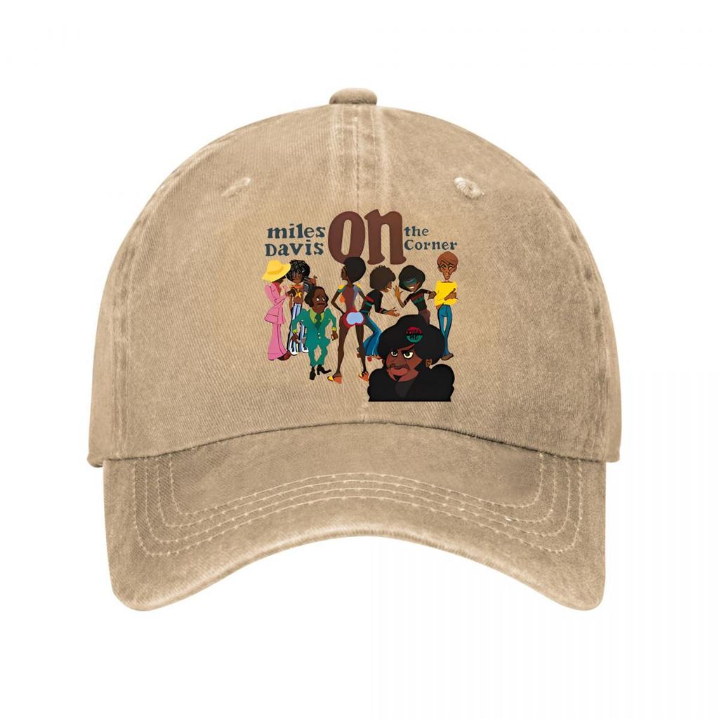 Miles Davis On The Corner Bold Album Art Graphic Design Baseball Cap Unisex Women Distressed Washed Sun Cap Outdoor Workouts Hat