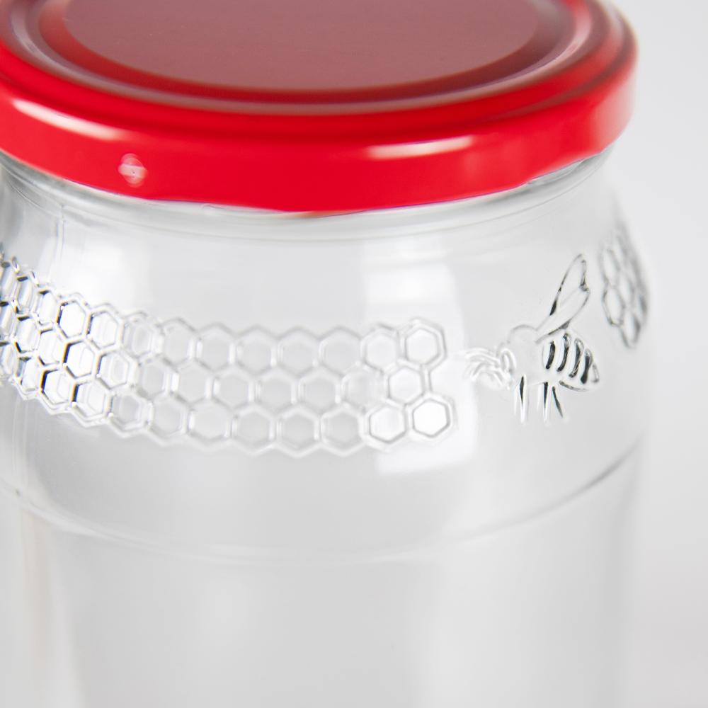 48x Jar 900 ml BEE HONEYCOMB with screw cap fi82 for HONEY jars 0.9L