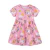 Girls Short Sleeve Dress Cartoon Unicorn Print Princess Style 2-7Y Kids