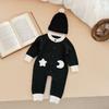 Knitted Romper with 3D Stars & Moon for Infants & Toddlers - Cute Spring & Autumn Crawling Suit for Boys & Girls