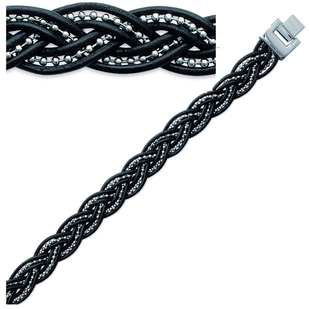 Les Trésors De Lily [J0807] - Mixed Bracelet 'Peaceful' Black / Steel - 17 Mm