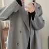 Autumn and Winter Korean Style Long Hair Baby Camel Wool Double-sided Wool Coat Double-breasted Simple High-end Coat New Style for Women
