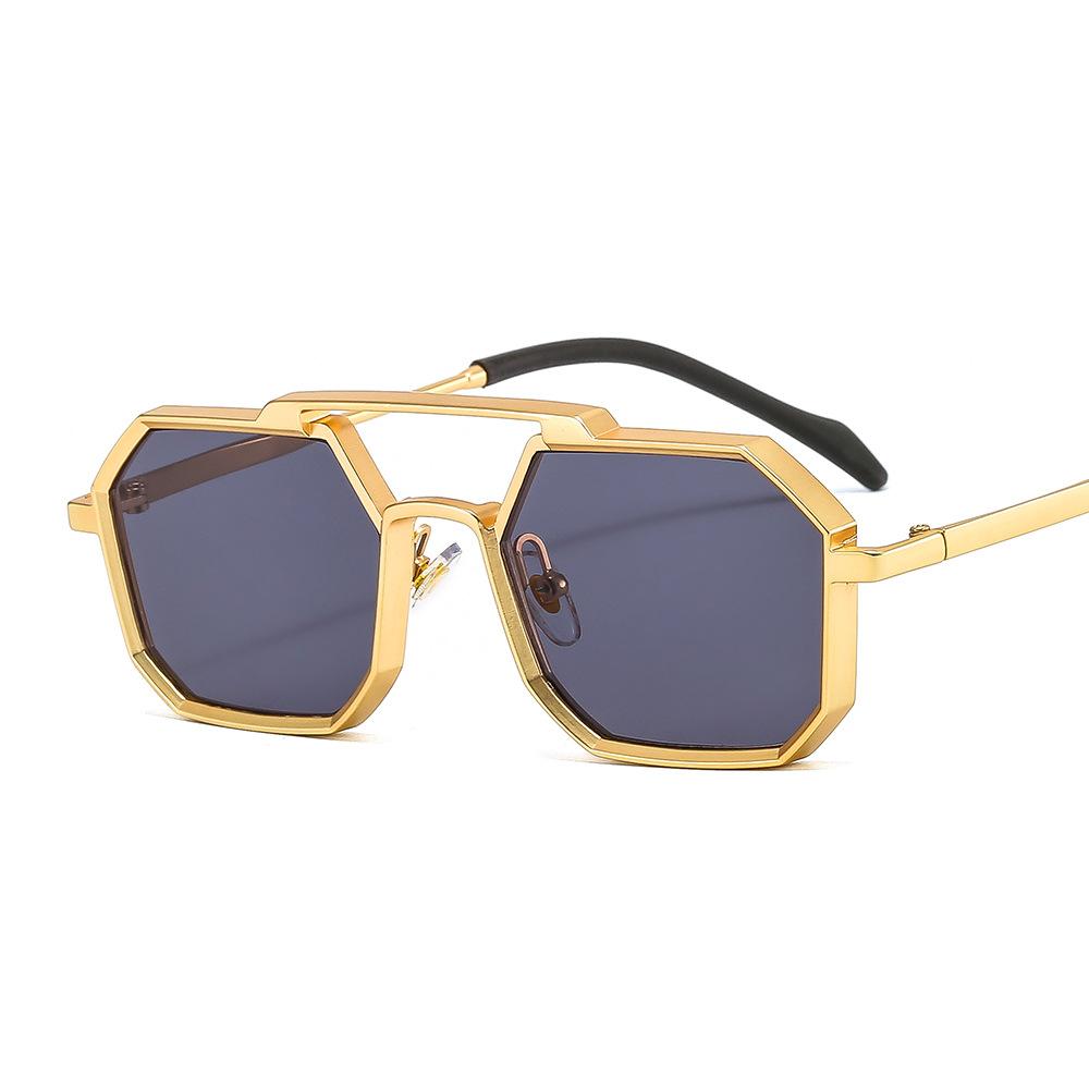 New Double Bridges Metal Large Frame Sunglasses UV400 Fashion Women Men Designer Mirror Eyewear Gafas de sol