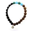 Stones and Minerals. Congo Malachite Pearl Bracelet + Blue Chalcedony + Matte Black Onyx + Made In France.