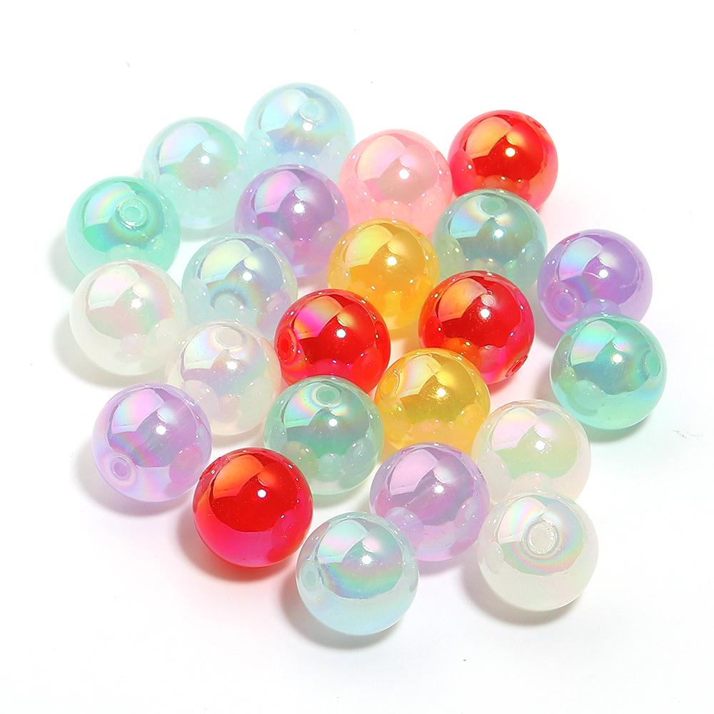 20pcs/lot 16mm Jelly Colored Acrylic Beads Loose Spaced Round Beads For Jewelry Making DIY Charms Bracelet Necklace Accessories