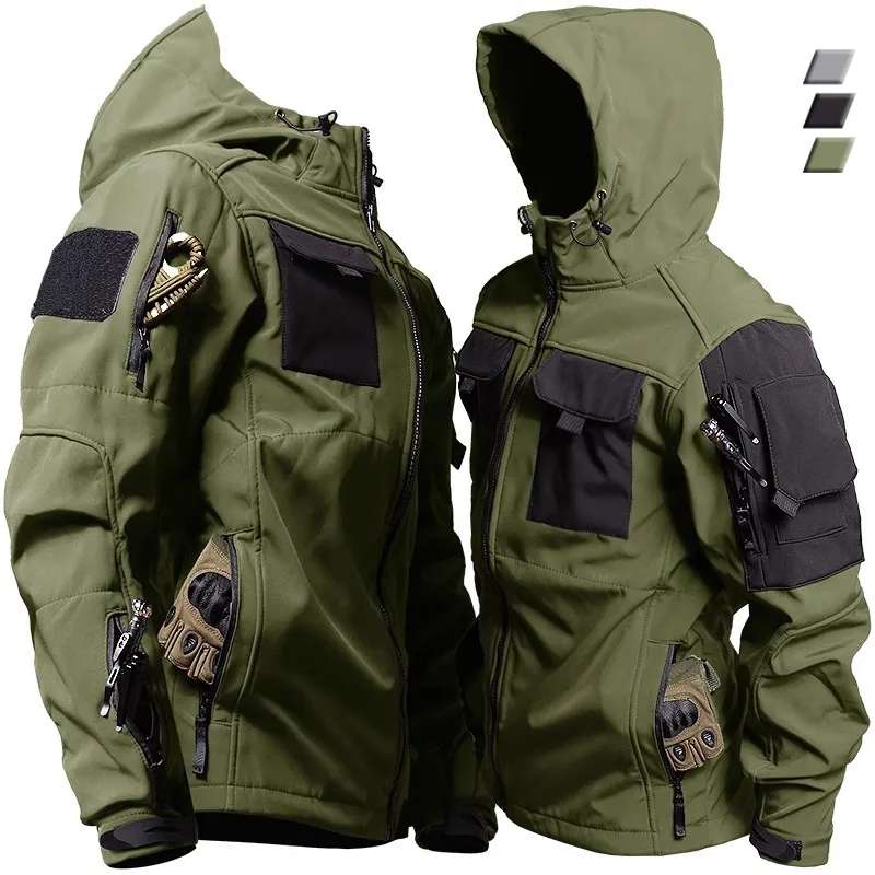 Shark Skin Military Jackets Men Tactical Soft Shell Windproof Waterproof Hooded Cargo Jacket Outdoor Uniforms Multi-pockets