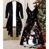3D Рождественский Принтованный Набор Платье Пальто на День Святого Валентина, Эксцентричный Классический Тотем Модный Принт, подходит для Различных Сцен Модных Стилей