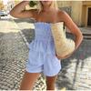 Повседневный Простой Топ-труба Шорты с деревянными ушками Костюм Женский Летний 2025