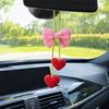 Подвеска на зеркало заднего вида Крючком Сердце Автомобильный Подвесной Декор, Вязаный Бантик Любовь для Подвески Зеркала SUV, Милый Аксессуар Сумка Кошелек, Подарок на День Святого Валентина Ей