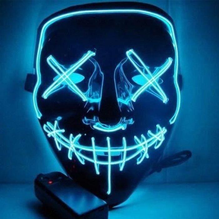 Masque d'Halloween Noël LED Light up Masque de Purge pour Festival Cosplay Costume d'Halloween, Bleu