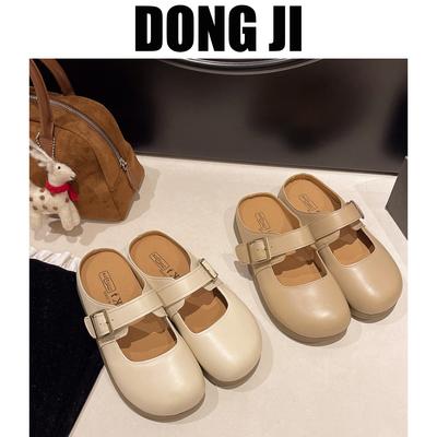 Баотоу полутапочки женские лето 2025 новые фея ветер мягкая кожа мягкая подошва ленивые большой размер туфли плоские мюли