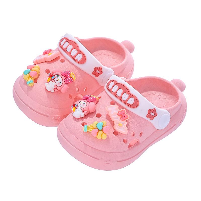 Детские кроксы своими руками с мультяшным дизайном для девочек, летние тапочки для малышей, мисок с защитой от столкновений, возраст 1-3 года
