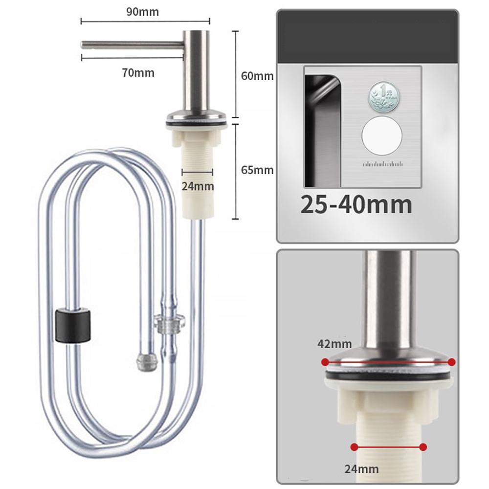 Дозатор пены для мытья посуды для кухонной мойки, цельная латунь, вращающаяся на 360° головка, держатель для жидкого средства для мытья посуды, силиконовая трубка, шланговый аксессуар