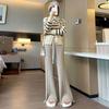 Pit Striped Knitted Micro Flared Pants Women Autumn and Winter Drooping Tassel Floor Mop Loose Soft and Glutinous Wide Leg Pants