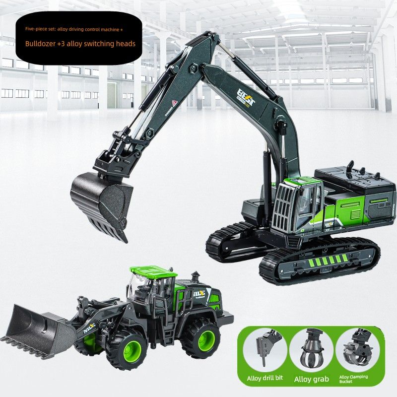 Детский набор инженерной техники из сплава Экскаватор Развивающие игрушки для мальчиков 2-4 лет 6 Кран Каток Бетономешалка