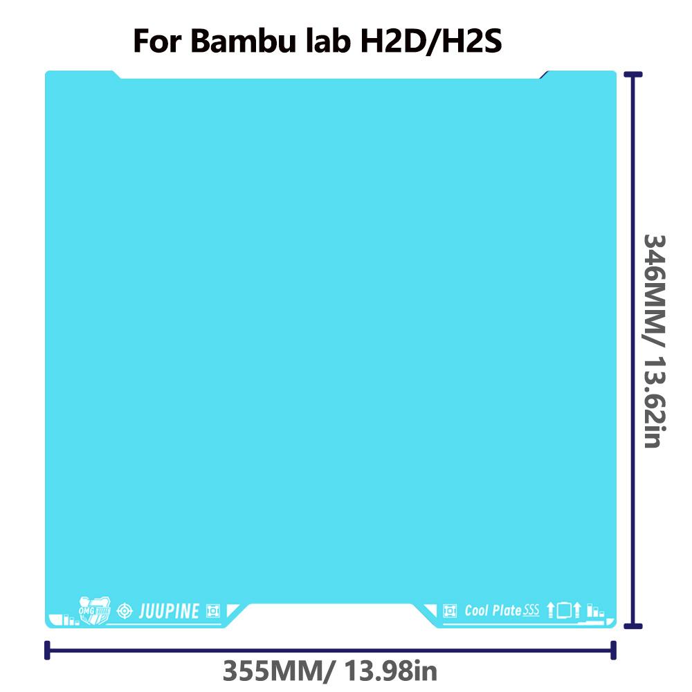 Juupine GECO Plate For Bambu Lab H2D X2D Build Plate PLA Bed Cold Plate For X1C A1 P2S X2D SuperTack Glacier For Bambu H2s Plate