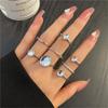 iF ME Punk Vintage Silver Color Poker Billiards Ring Set for Women Gothic Heart Anillos Hip Hop Y2k Korean Fashion Male Gift Jewelry