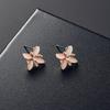 Fashion Ladies Rhinestone Flower Pendant Necklace Ear Studs Earrings Jewelry Set