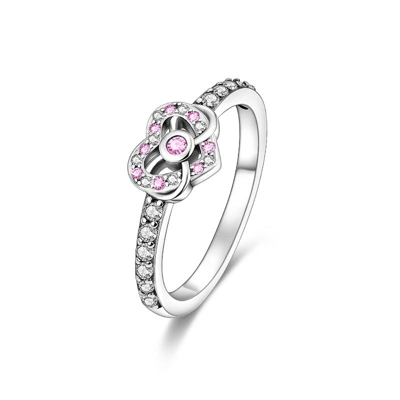 Модный тренд 925 Серебряное кольцо на палец Женские кольца Бесконечный цветок Принцесса Wishbone Сердце Обручальное кольцо Популярные ювелирные изделия Anillo