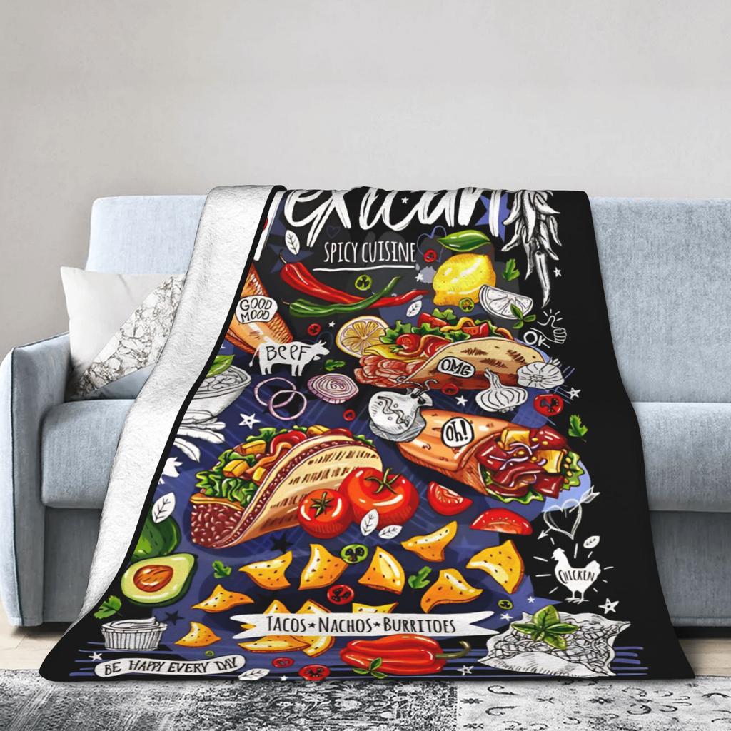 Fast Food Mexican Nachos Burritos Tacos Blanket Cover Snack Throw Blankets Bedroom Sofa Quilt Soft Warm Bedspread Multi-function