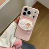 Девочковый розовый чехол для iPhone 17 Pro Max в горошек с магнитной подставкой