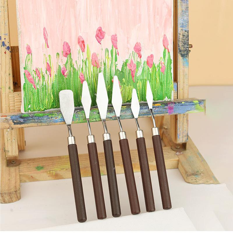 Art Spatula Soft Paint Spatula Oil Painting Spatula Wooden Handle Palette Knife Set Gouache Painting Spatula