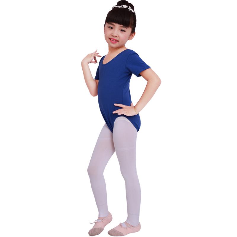 Children's Autumn Cotton Dance Costume: Short Sleeve Performance & Practice Attire for Girls.