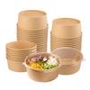 Disposable Lunch Boxes, Disposable Bowls, Disposable Containers with Lids, Kraft Paper Bowls, and Paper Plates (500ml, Pack of 50)