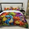 3pc Cartoon Colorful Dinosaur Duvet Covers Comfortable Bedding Fabric Soft And Breathable Includ (Duvet Cover* 1+Pillowcases*2)