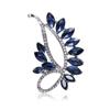 High -Grade Flower Brooch Korean Style Leaf Flower Corsage Blue Crystal Rhinestone Brooch Pin Jewelry Accessories
