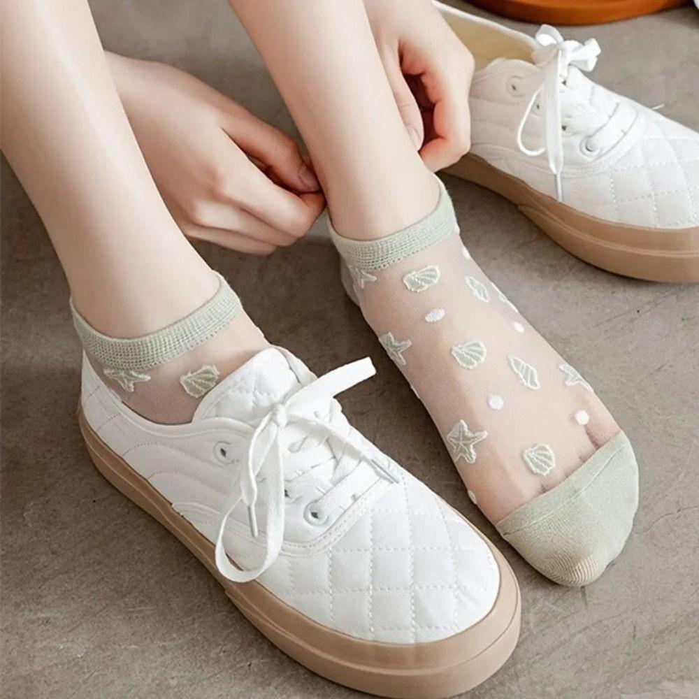 Transparent Crystal Glass Silk Socks Silk Short Socks Cute Lastic Socks