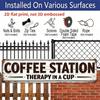 2D Flat, Vintage Station Sign - Rustic Farmhouse Shop Aluminum Decorative Sign with " Station in A Cup" - Large Size 15.7×3.94inch - Dark Brown