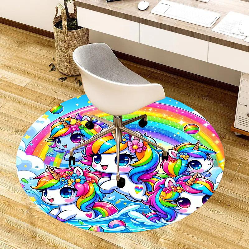 1pc Office Carpet Chair Mats Rainbow Unicorn Fantasy Perfect for Decorating Office Chairs, Living Rooms, Or Bedrooms