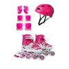 Набор 3 в 1 с регулируемым колесом с подсветкой цвета фуксии для девочек и детей, качественный шлем и наколенники