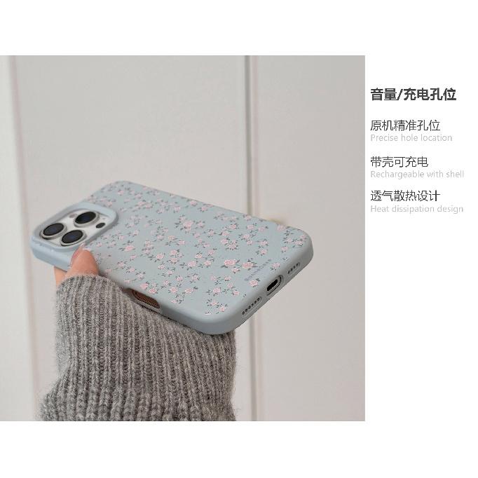 Blue rose flower case suitable for Apple 16, 17 Pro Max, fresh and simple style, iPhone 14, early spring, 13 silicone, 11
