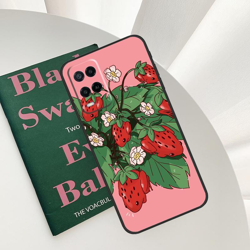 Коттеджкор Фрукты Клубника Лягушка Чехол Для Oppo A15 A16 A17 A52 A72 A76 A96 A54 A74 A94 A54S A57S A58 A78 A98 A57 A77 Чехол