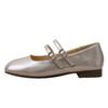 Gentle shallow mouth single shoes women's 2025 summer new models with skirts soft-soled beanie shoes French Mary Jane silver small leather shoes