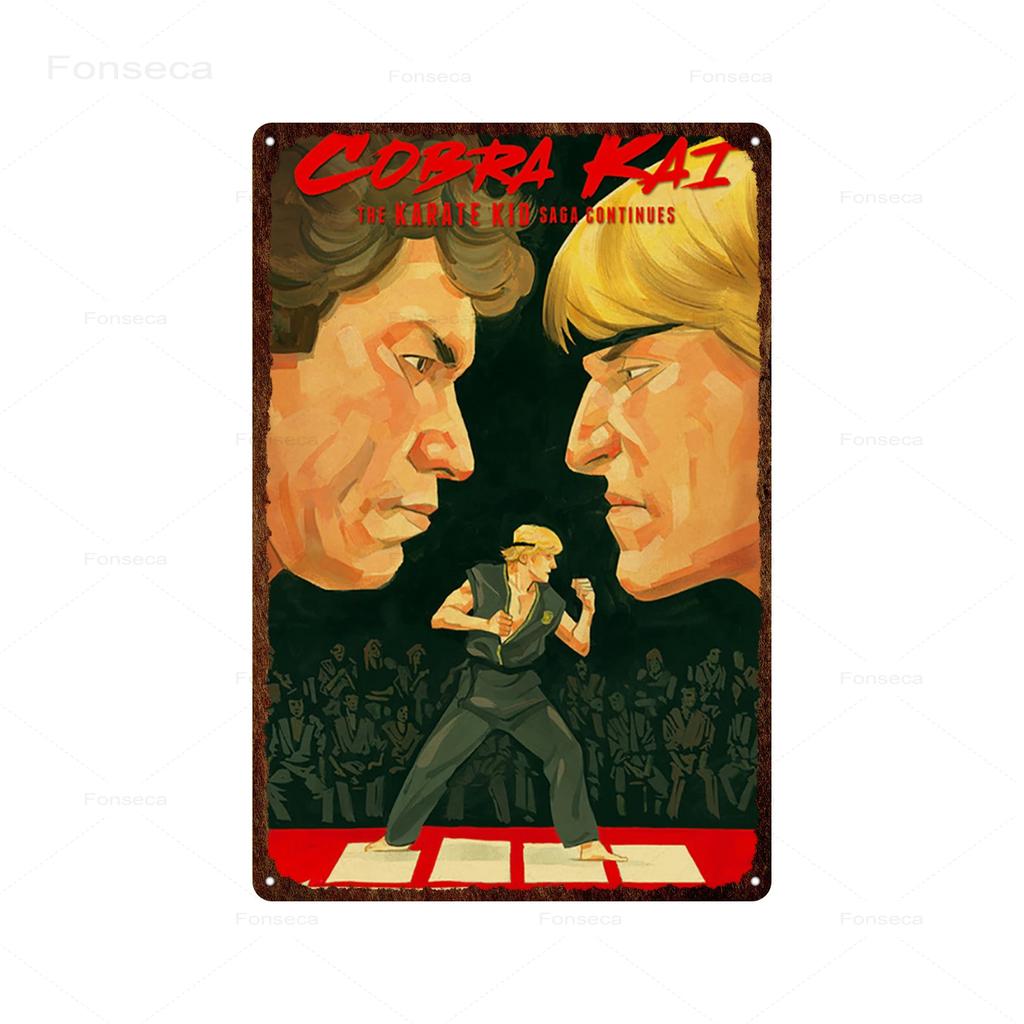 Классический комедийный фильм о кунг-фу. Жестяные таблички с изображением «Кобра Кай» в стиле ретро для украшения бара и дома.