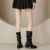 Western Style Retro Pleated Short Boots Women's Autumn and Winter 2025 Popular Fashion Big Brands with Thick Heels Medium Boots