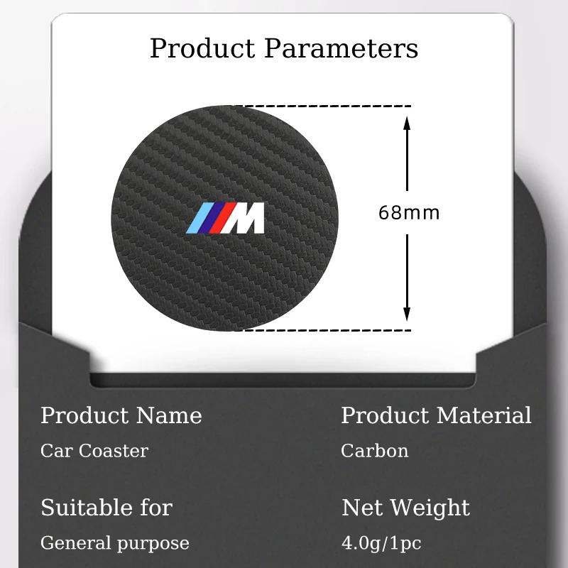 BAAK1 New 2025 Car Coaster Carbon Fibre Waterproof Bottle Cup Holder Anti-slip Mats For BMW M X1 X3 X5 X6 X7 E30 E90 M3 E84 E83 F25 E9