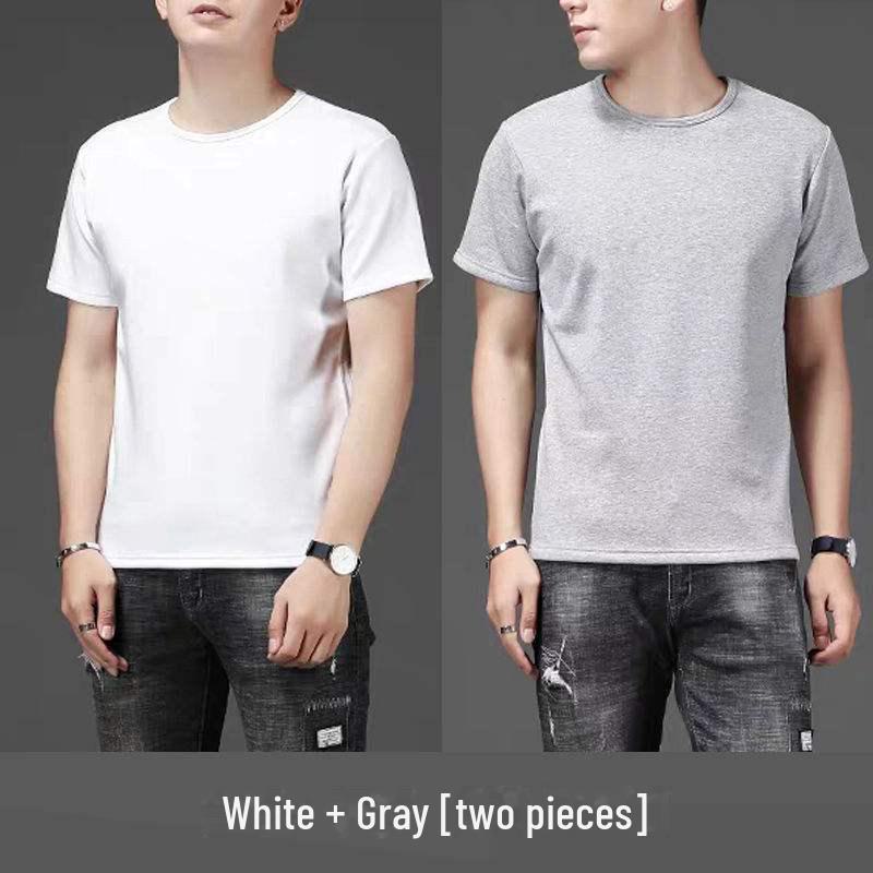 Мужская однотонная футболка для фитнеса - белая, с длинными и короткими рукавами