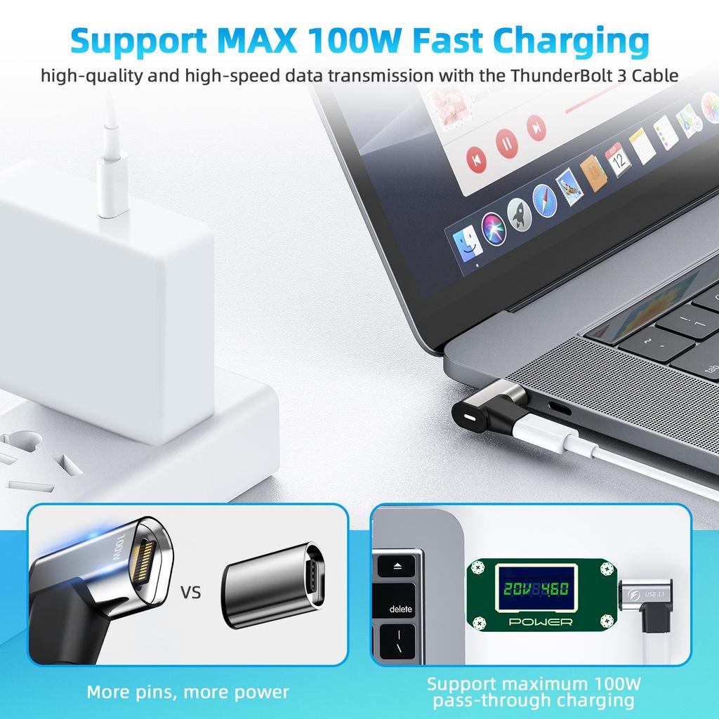 24-контактный магнитный адаптер USB-C для быстрой зарядки PD100W - совместимый с USB 3.1