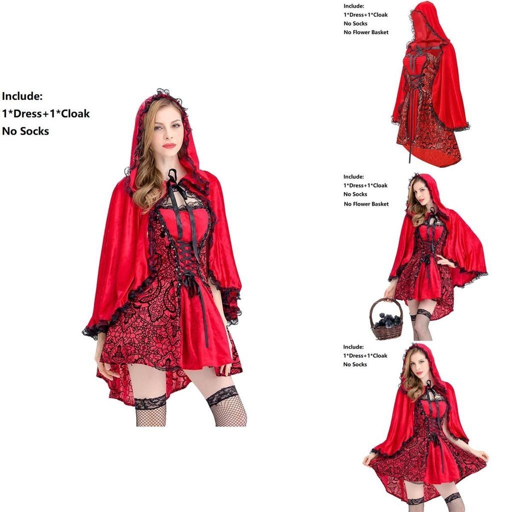 Готичный костюм Красной Шапочки без рукавов с плащом для Хэллоуина, косплея и вечеринок