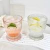 2pcs Set 280ml Household Small Slim Waist Striped Water Cup Simple Coffee Iced Latte Cups Drinkware Foreign Wine Whiskey Glasses